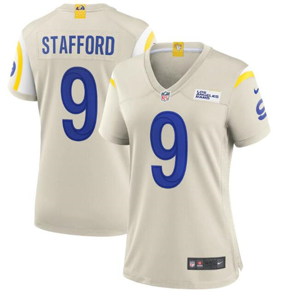 Women's Los Angeles Rams #9 Matthew Stafford Bone Vapor Untouchable Limited Stitched Jersey(Run Small)
